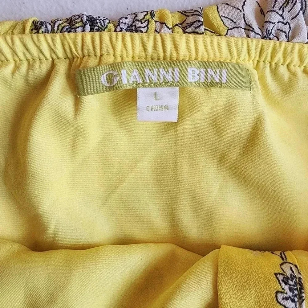 Gianni Bini Aida Floral  Print Off Shoulder Dress Yellow / Ivory Size L NWT - Picture 9 of 15